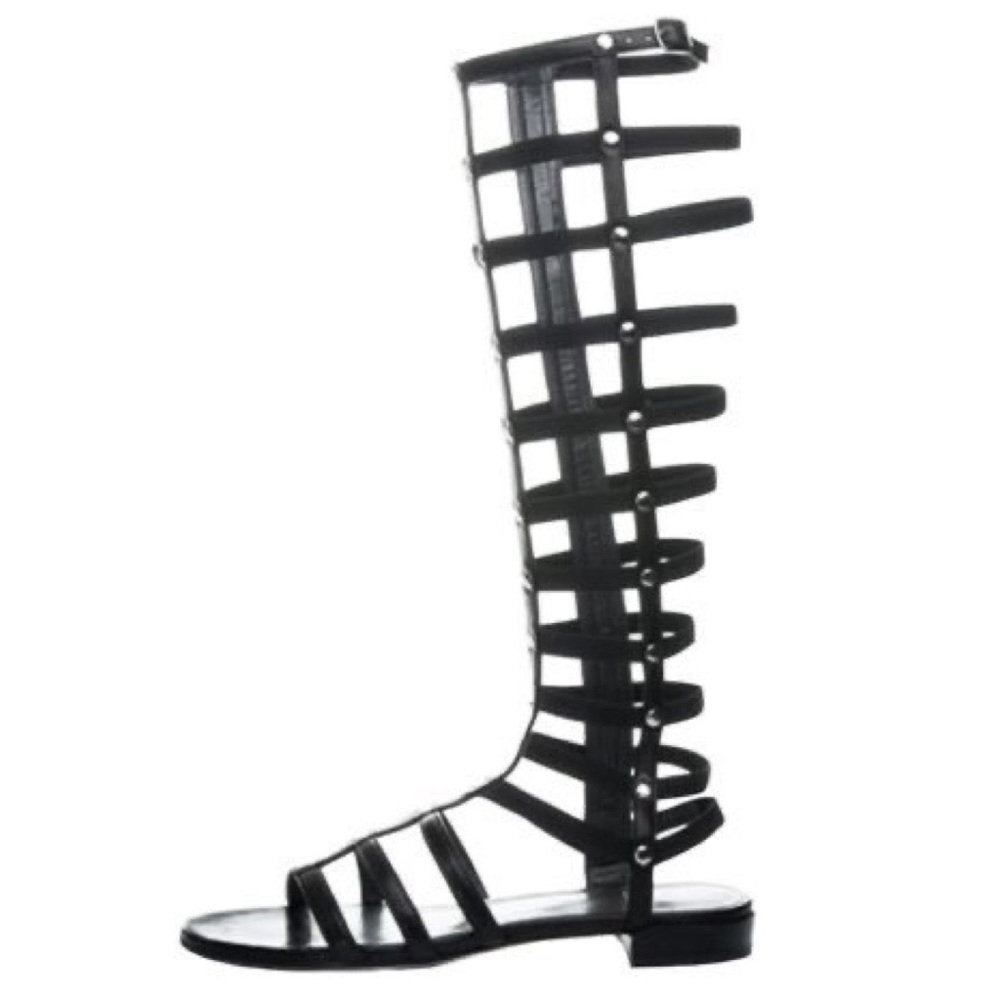 Stuart Weitzman Gladiator Sandals Black Leather With Box - 8.5 - Picture 16 of 16